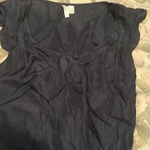 XS Old Navy Blue Silky Flutter Sleeve Blouse Top